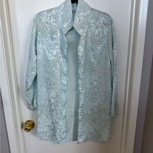 Light Blue and floral Patterned Button-Up nighty